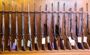 A selection of guns at a gun shop