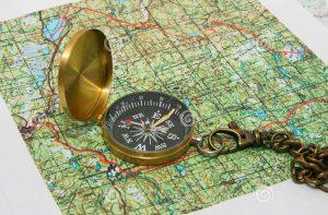 Compass and a map for navigation