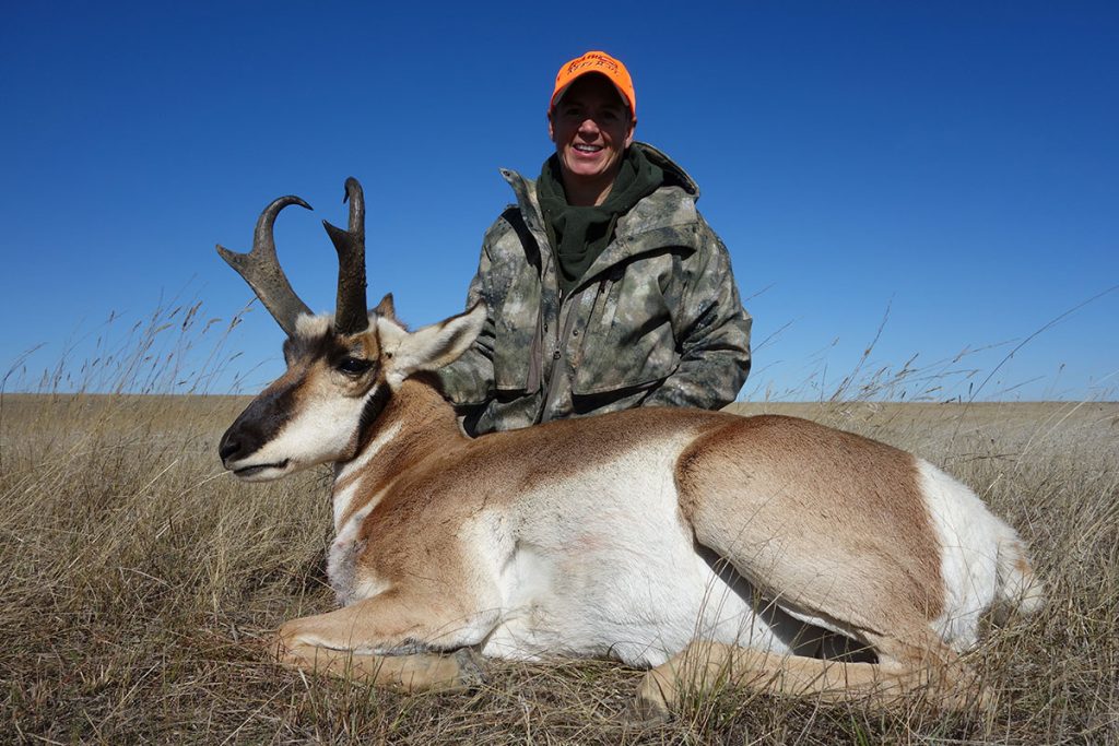 Vanessa Harrop with Wyoming antelope