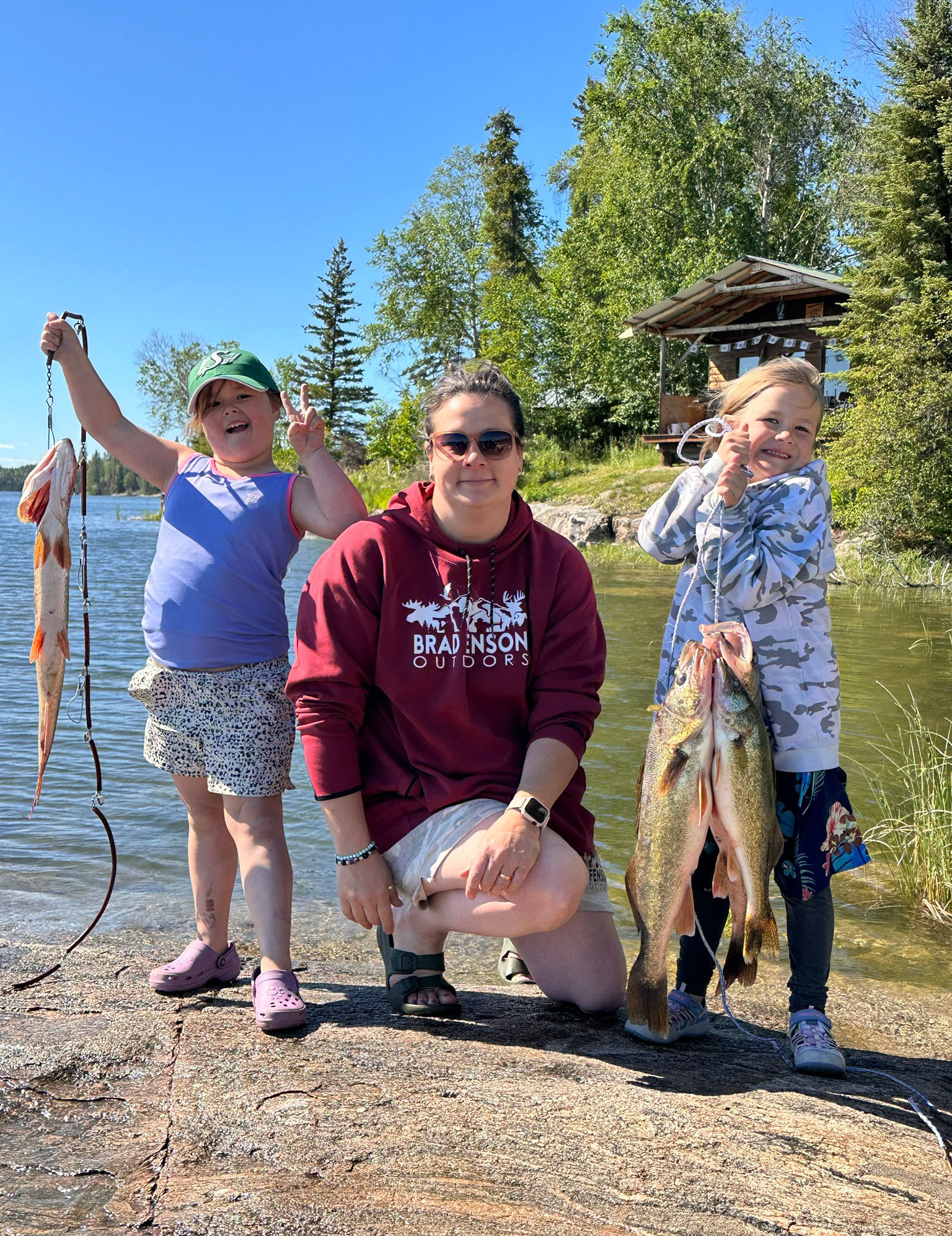 Stef and kids with a haul of walleye