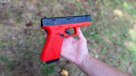 Mantis Titan X smart laser training pistol shown in profile
